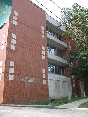 Photograph of the library at Greenville College (Bond County), an INP participant.