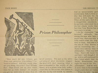 Image of the Prison Philosopher, a column published in the Menard Time.