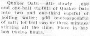 recipe for quaker oats in the hay box
