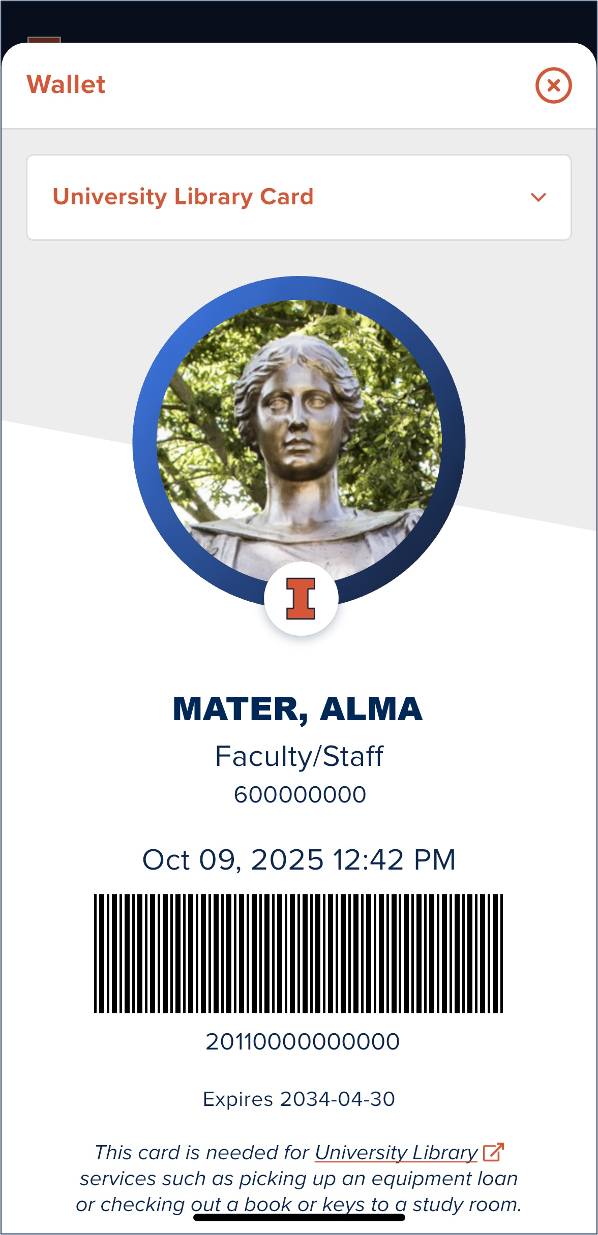 Your phone screen is now your library card, including your identification and the barcode necessary to circulate materials.