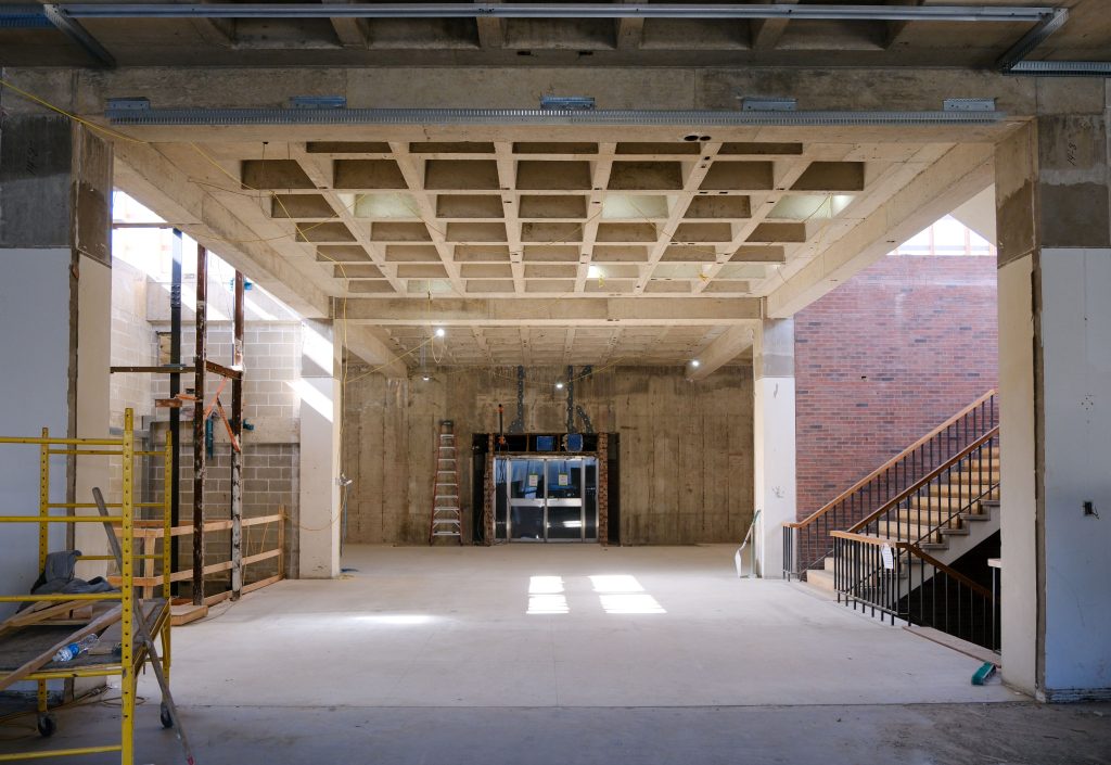 The new Archives and Special Collections Building's tunnel entrance under construction.