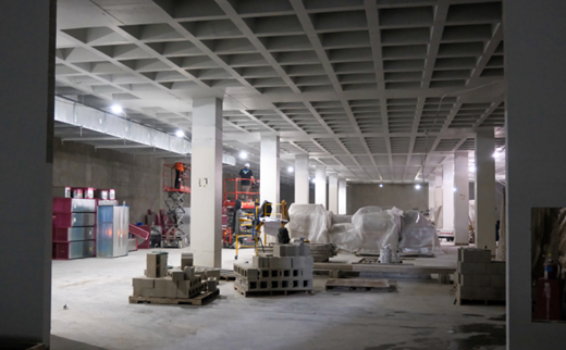 Interior construction of the new Archives and Special Collections Building.