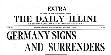 Daily Illini, November 11, 1918, end of WWI 