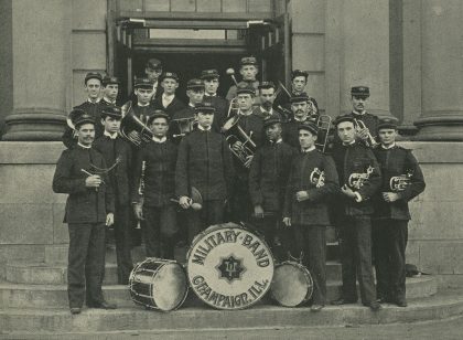 UI Military Band, c1895 (Riley in front row behind drum) (RS 41/8/805) 