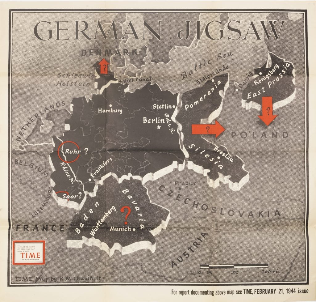 German Jigsaw -- map showing possible division of Germany after the Second World War.
