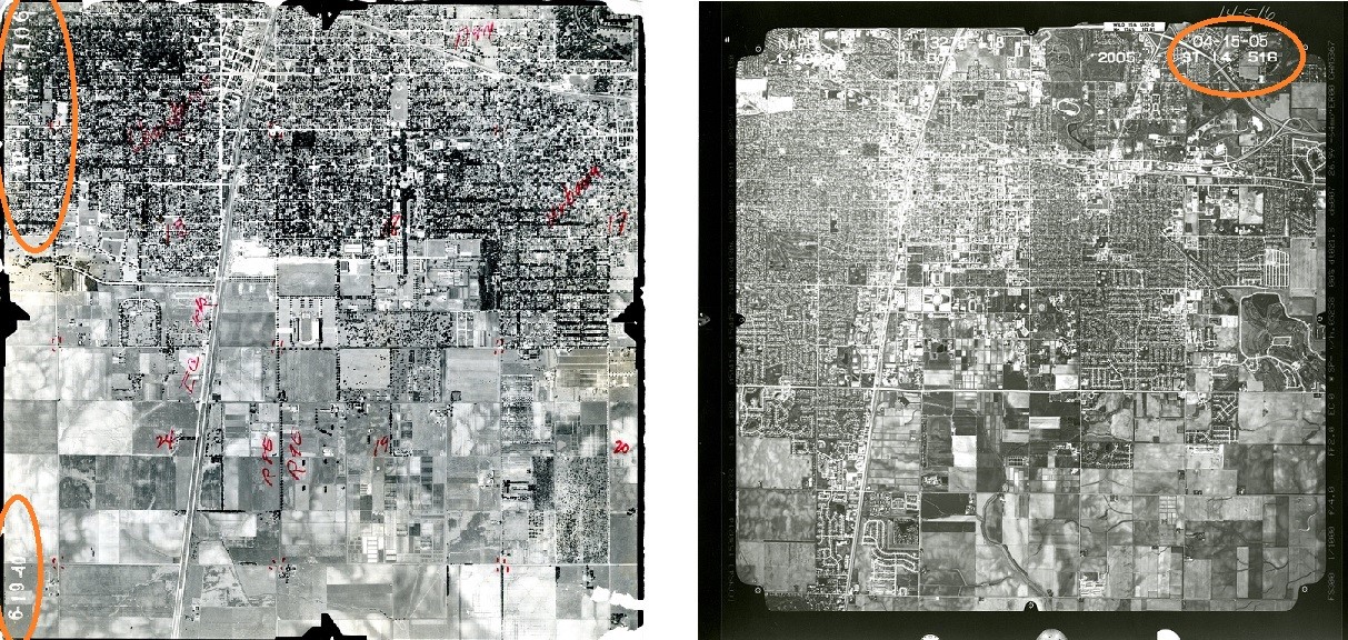 A pair of air photos demonstrating orientation