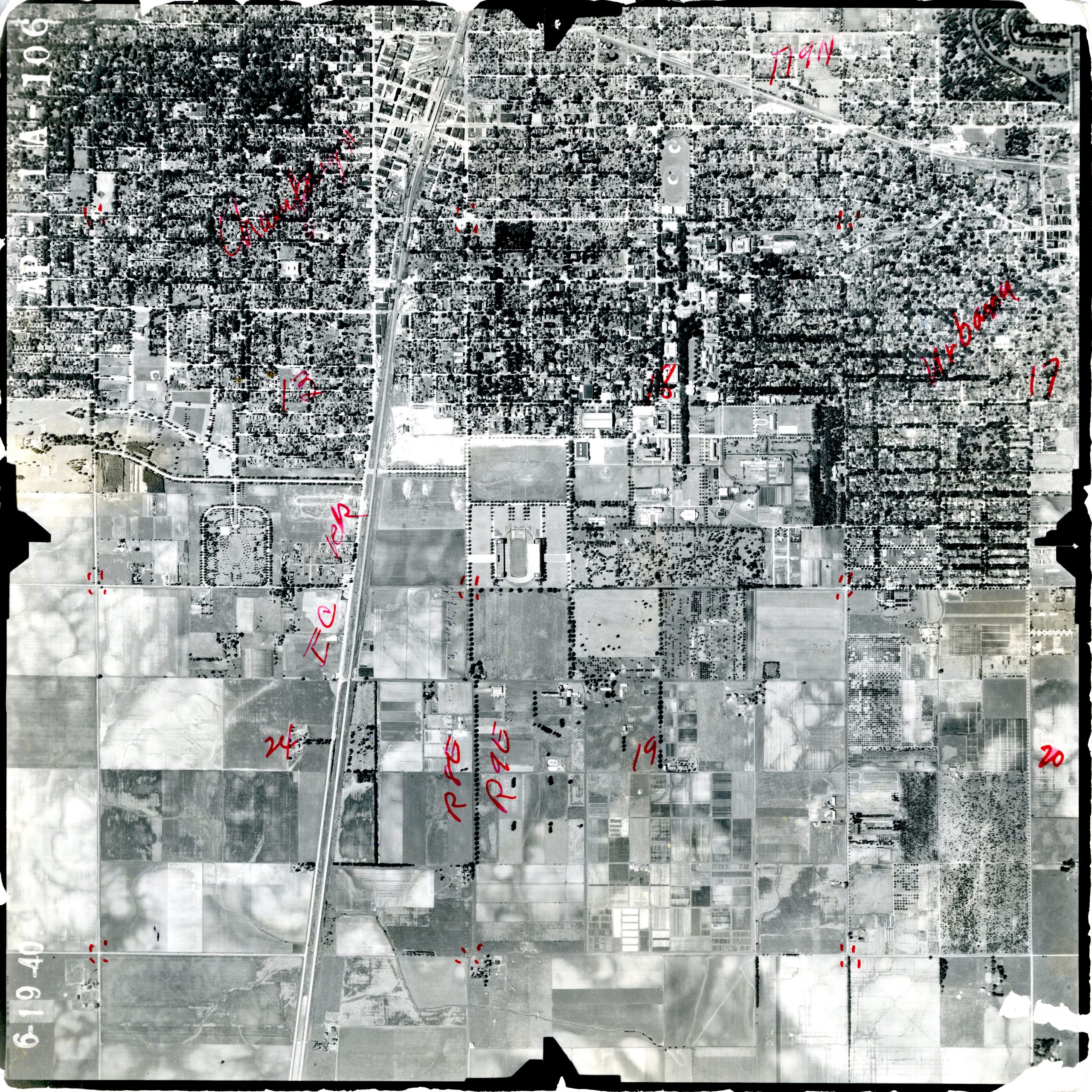 1940 air photo centered on UIUC