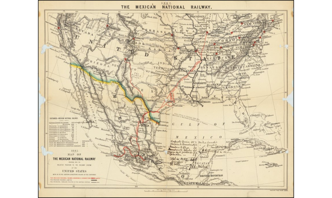 Map of the National Railway showing also its relative position to the railway system of the United States--1882