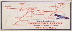 Early 1920s schematic maps showing points reached by overnight service from Chicago to the east coast.