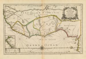 Map of the African coast along the Gulf of Guinea by Pierre Duval, published in 1677.