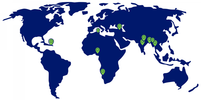 Map showing pilot site locations