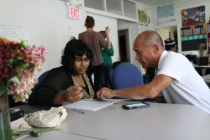 People engaging in a discussion