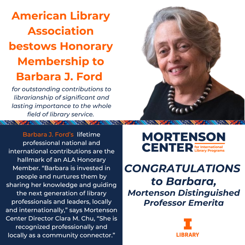 Image of Barbara J. Ford who was named Honorary Member by the American Library Association.