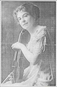 Portrait of Maud Powell with violin