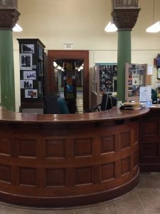 Circulation Desk, Front View, Courtesy of Becky Burner