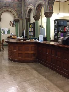 Circulation Desk, Side View, Courtesy of Becky Burner
