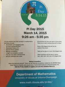 Pi Day 2015 Flyer with information about the day's activities