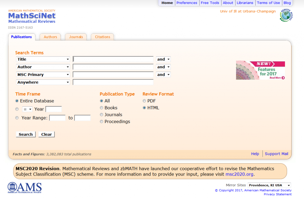 MathSciNet Home