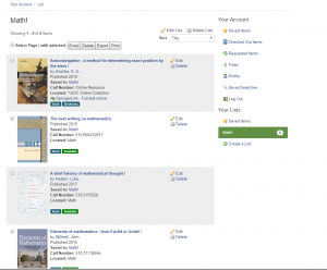 Your Lists | Mathematics Library | University Library | Illinois