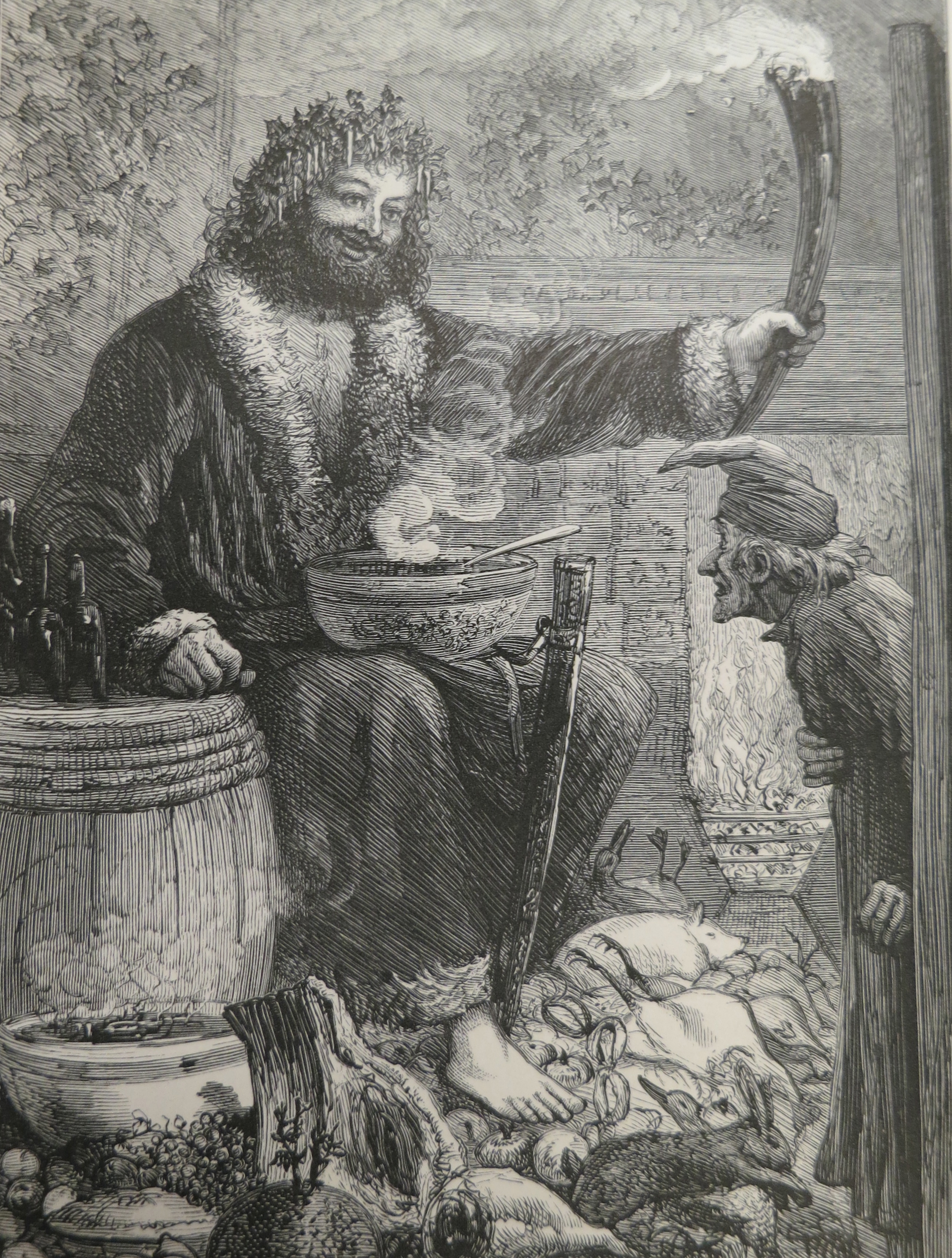 Scrooge and the Ghost of Christmas Present, by Solomon Eytinge, junior, and engraved by A.V.S. Anthony.