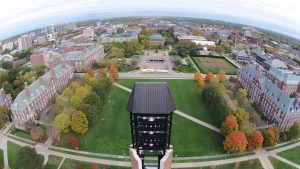 aerial view of Illinois campus from alumni tower