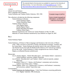 Exam0le image of pdf list in Archives