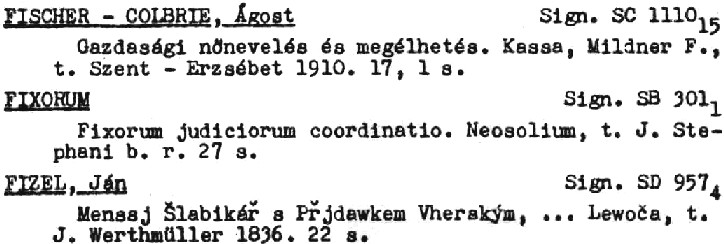 Entries for the letter F