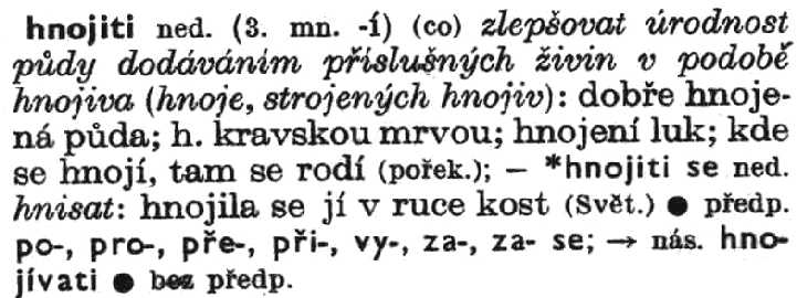 Entry for the word "jnojiti"