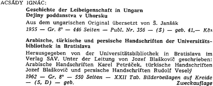 Citations for books by the historian Ignac Acsady