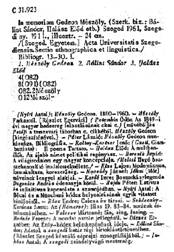 A sample entry from Magyar Nemzeti Bibliografia