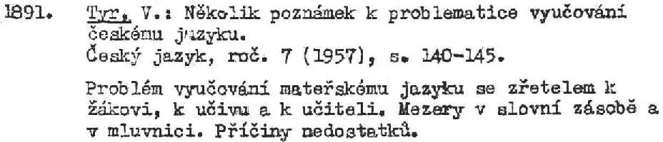 Entry which appears under the heading of "The meaning, goals and tasks of language teaching"