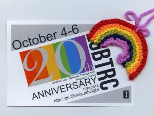 Promotional card from the 20th anniversary of the LGBT Resource Center
