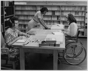 Library services were developed to assist blind and deaf students