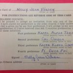 Molly Jean Wilson Senniger's Preference Card (1939). Found in Record Series 41/20/122. 