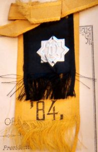 Black and Gold ribbon from Illinois Industrial University, (renamed UI in 1885), 1884