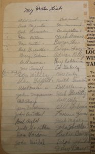 Miriam's Date List from her four years at the University of Illinois