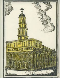 The Nauvoo Mormon Temple woodblock print