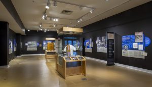 Wide-angle image of the Nikkeijin Illinois gallery at the Spurlock Museum.  