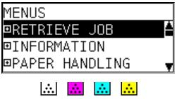 Menus. Retrieve job. Information. Paper handling.