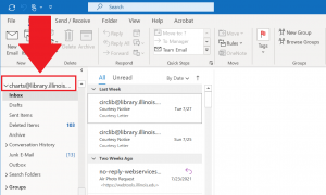 Account appears in the left pane in Outlook