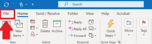 File tab in Outlook 365