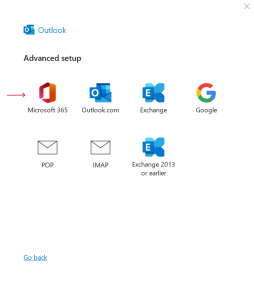 Microsoft 365 option with red logo.