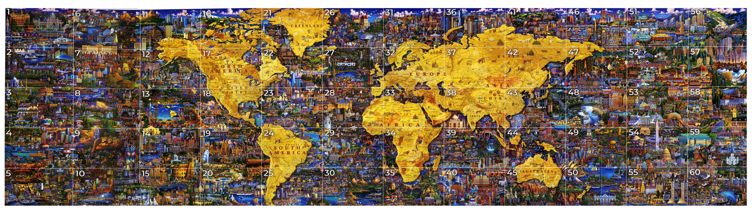 completed puzzle depicting a map of the world