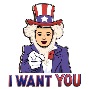 Uncle Sam character pointing the reader with the words, "I Want You"