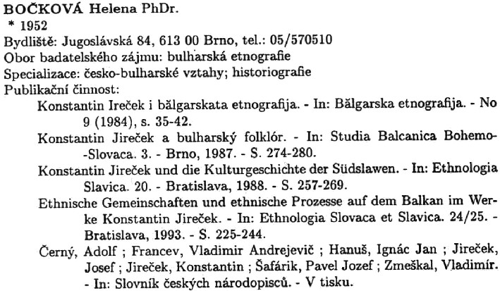 entry for a specialist in Czech-Bulgarian relations