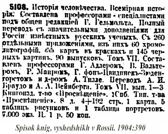 sample entry for Spisok knig, vyshedshikh v Rosii 1884-1907