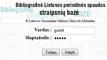Lithuanian login screenshot