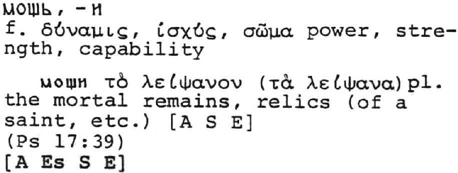 a sample entry from Old Church Slavonic dictionary