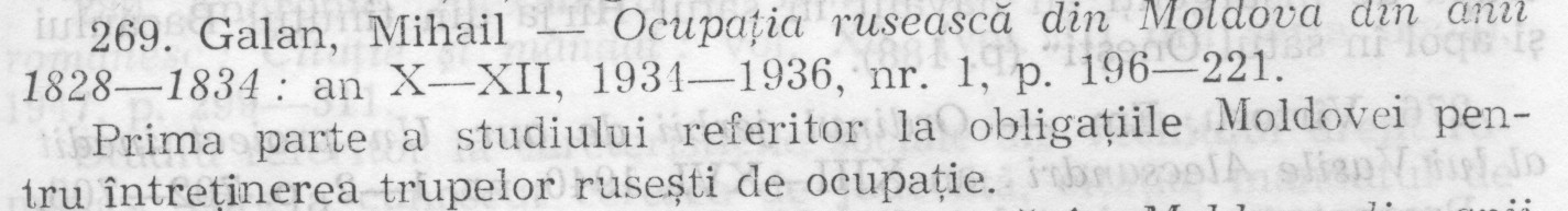a sample entry from "Cercetari istorice" 1925-1947